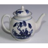 A Seth Pennington Liverpool globular teapot and cover, painted in tones of underglaze blue with