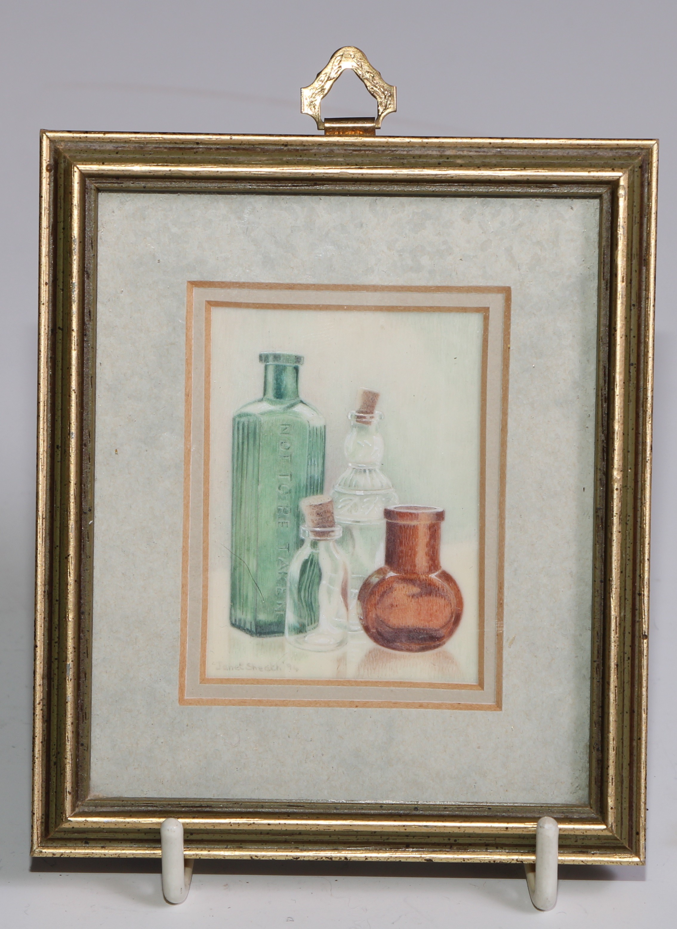 Janet Sheath ARMS, RMS, SWA, a still life miniature, Not to be Taken, signed, dated 94,