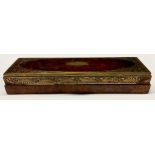 A Jugendstil amboyna and brass marquetry rectangular casket, probably by Erhard & Sohne, inlaid in