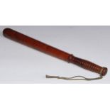 Police History - a Victorian truncheon, painted with initials VR and stamped F 354, ribbed grip,