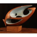 Derrick Kitchen (fl.1957 - 1964), a wooden sculpture, Sea Movement, 33cm high overall Provenance: