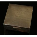 Military Interest - The West Indies - an Elizabeth II silver cigarette box, hinged cover inscribed