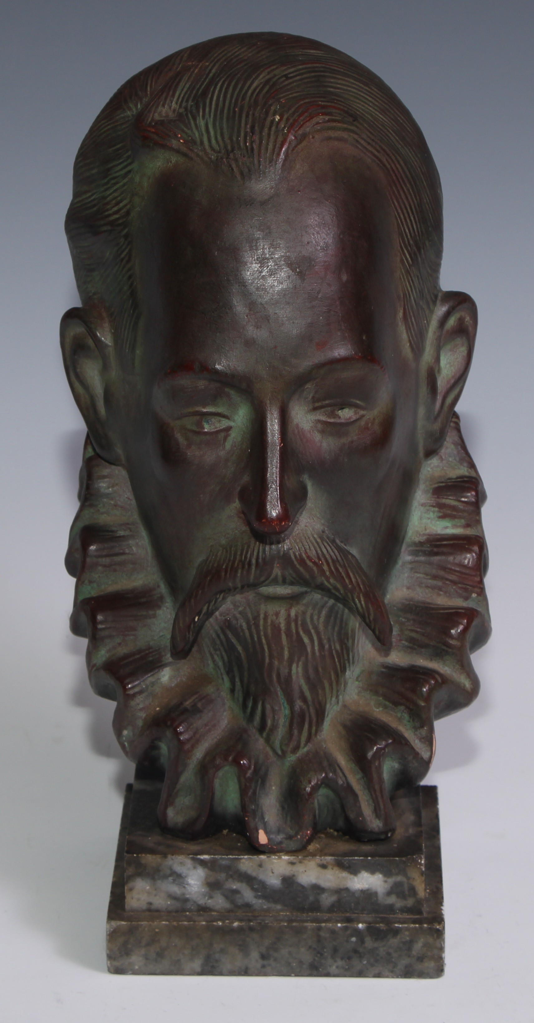 *CATALOGUE AMENDMENT* A patinated composition library bust, of Miguel de Cervantes Saavedra (1547 -