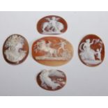 A 19th century shell cameo, carved in the Classical taste with a chariot horses, celestial driver