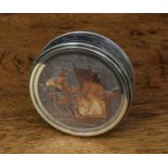 A 19th century French silvered circular snuff box, to cover after Frédéric Soulacroix with a