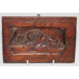 A 19th century Grand Tour rectangular panel, carved with the Lion of Lucerne after Bertel
