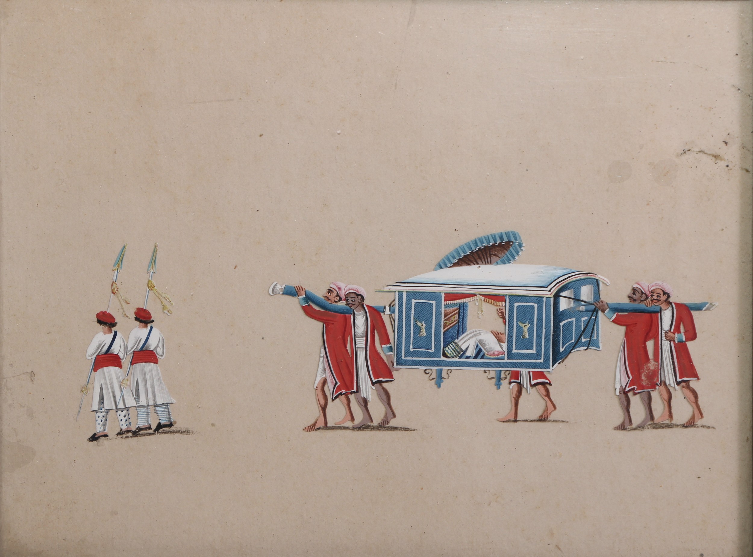 Indian School (19th century) A pair, Palanquin and Ox Cart gouache and watercolour on mica, 11cm x - Image 3 of 3