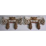 Interior Decoration - a pair of painted and parcel-gilt composition wall brackets, as Ionic