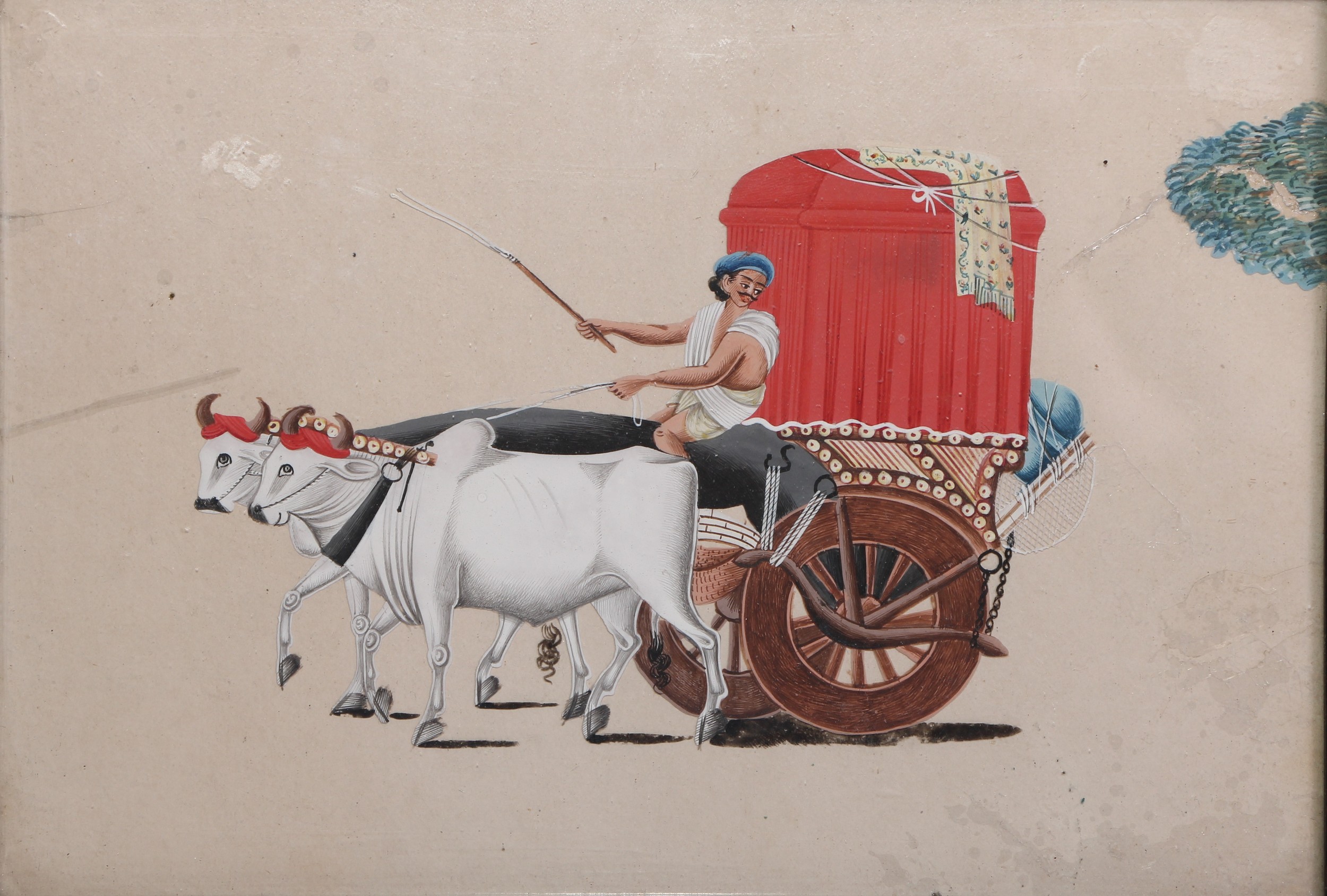 Indian School (19th century) A pair, Palanquin and Ox Cart gouache and watercolour on mica, 11cm x - Image 2 of 3