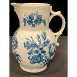 A Worcester blue and white cabbage leaf jug 17.5cm high