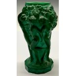 A Bohemian Art Deco malachite glass vase, from the Ingrid series, designed by Henry Schlevogt for