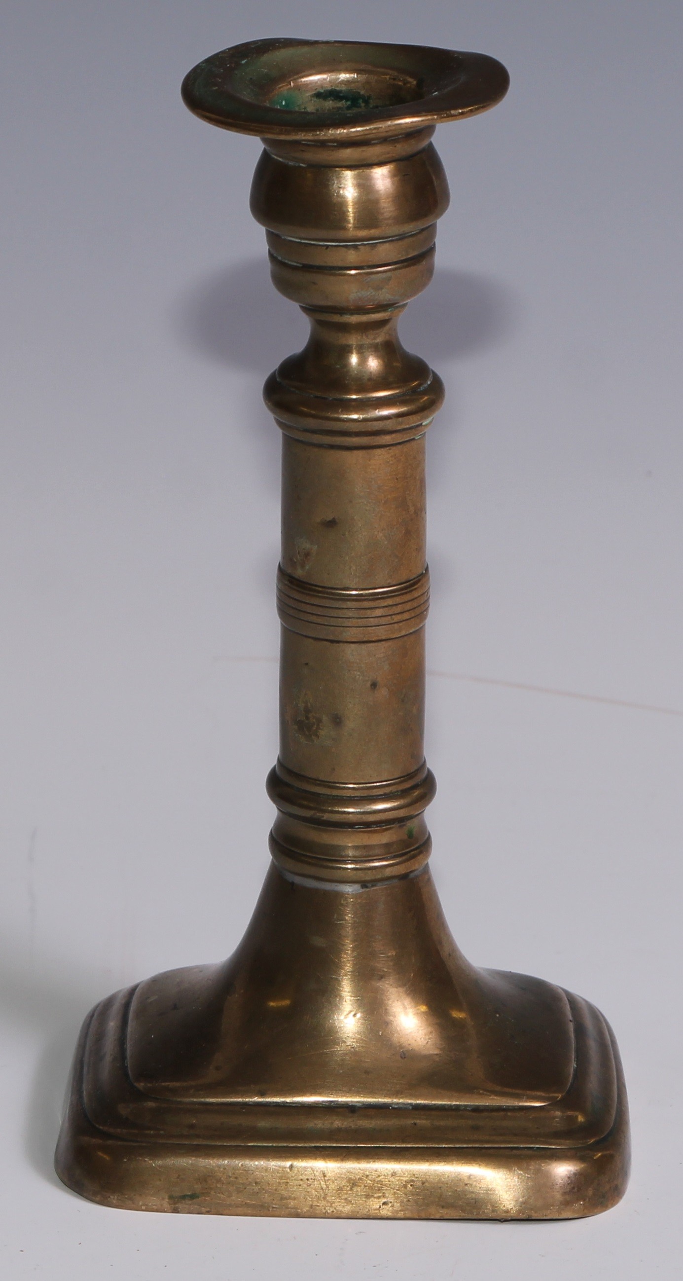 The Duke of Wellington and the Napoleonic Wars - a pair of George III brass candlesticks, campana - Image 10 of 11