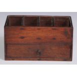 A 19th century mahogany shop counter top box, with four open compartments above a drawer, 21.5cm