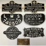 Railwayana: Cast iron wagon builder’s plates, mostly repainted, 20th century: straight topped,