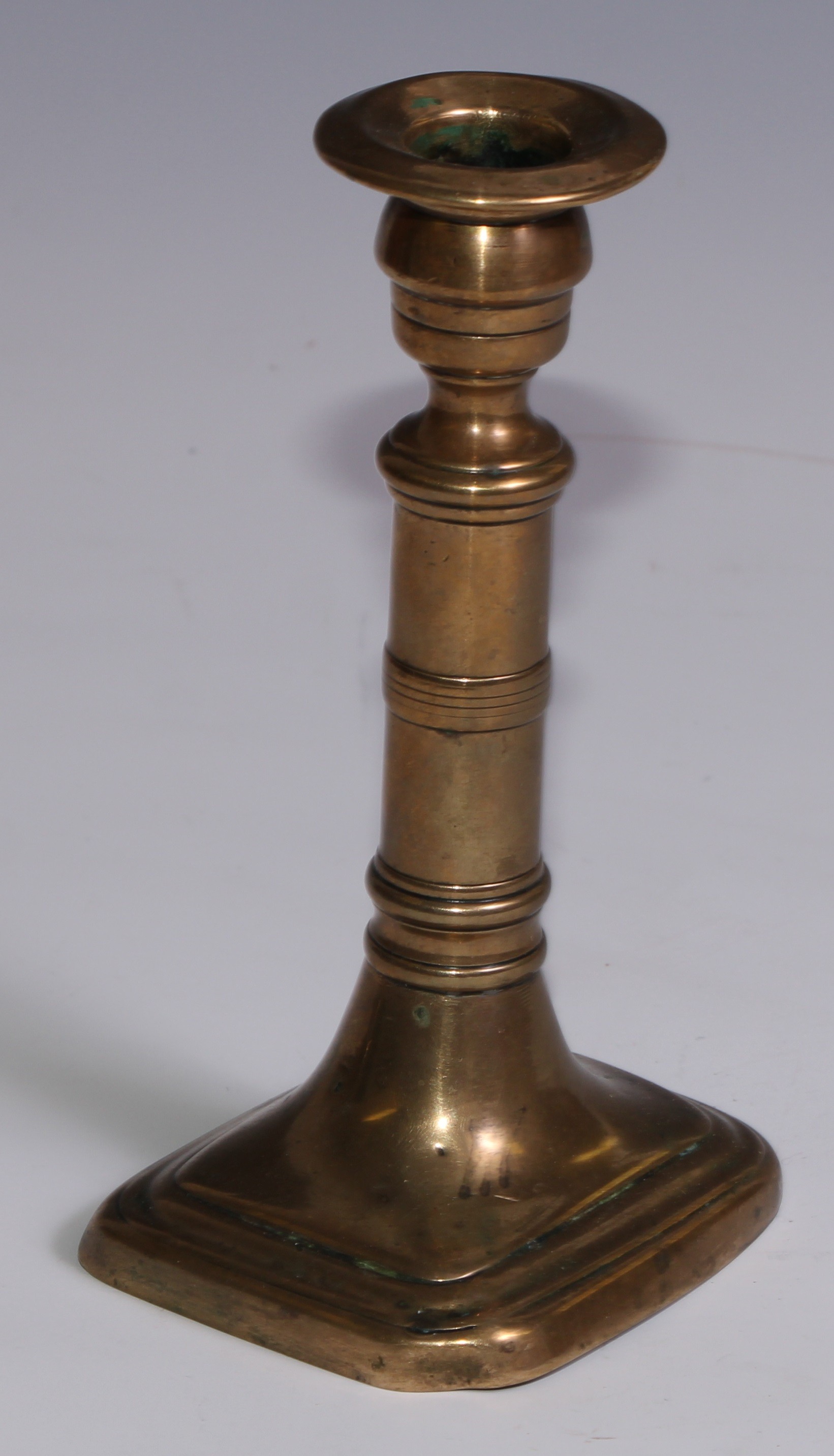 The Duke of Wellington and the Napoleonic Wars - a pair of George III brass candlesticks, campana - Image 3 of 11