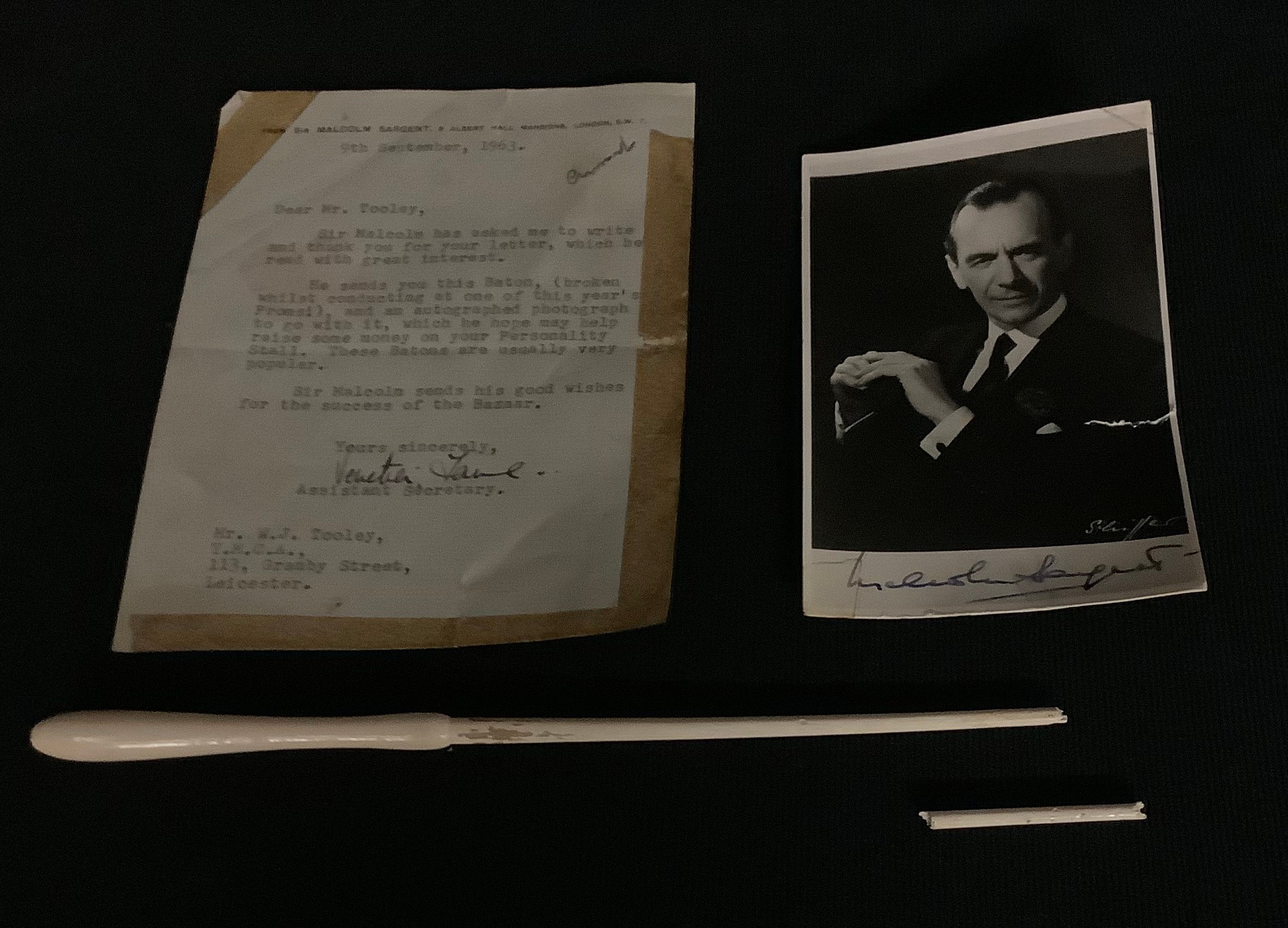 Sir Malcolm Sargent - The Proms, a white painted baton used by Sir Malcolm Sargent to conduct the