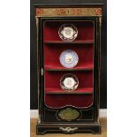 A 19th century gilt metal mounted Boulle and ebonised pier display cabinet or bookcase,
