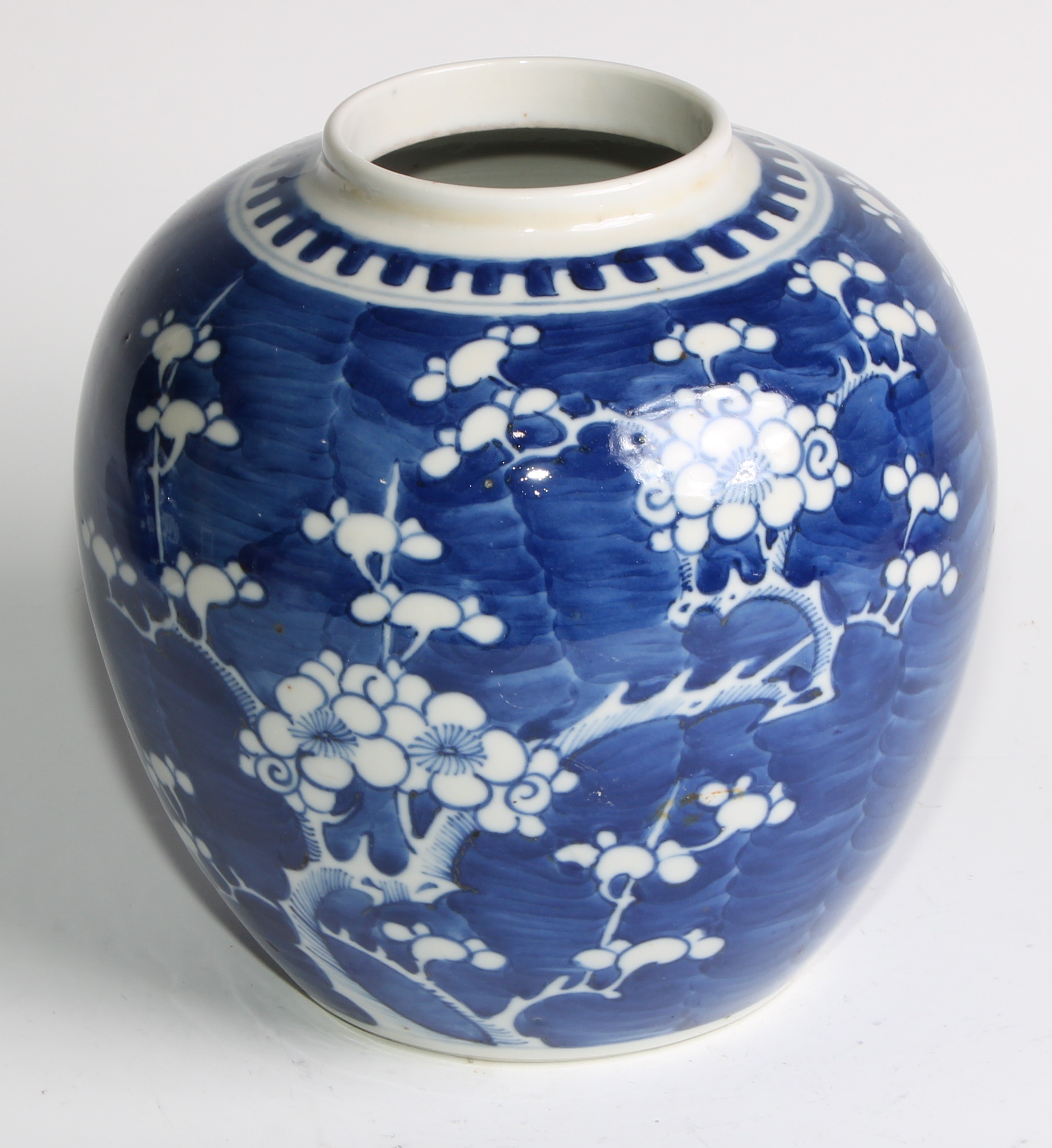 A Chinese ovoid ginger jar, painted in tones of underglaze blue with blossoming prunus, 17.5cm high, - Image 3 of 17