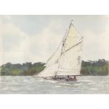 Kenneth Haynes Racing Yacht signed, watercolour, 27.5cm x 38cm