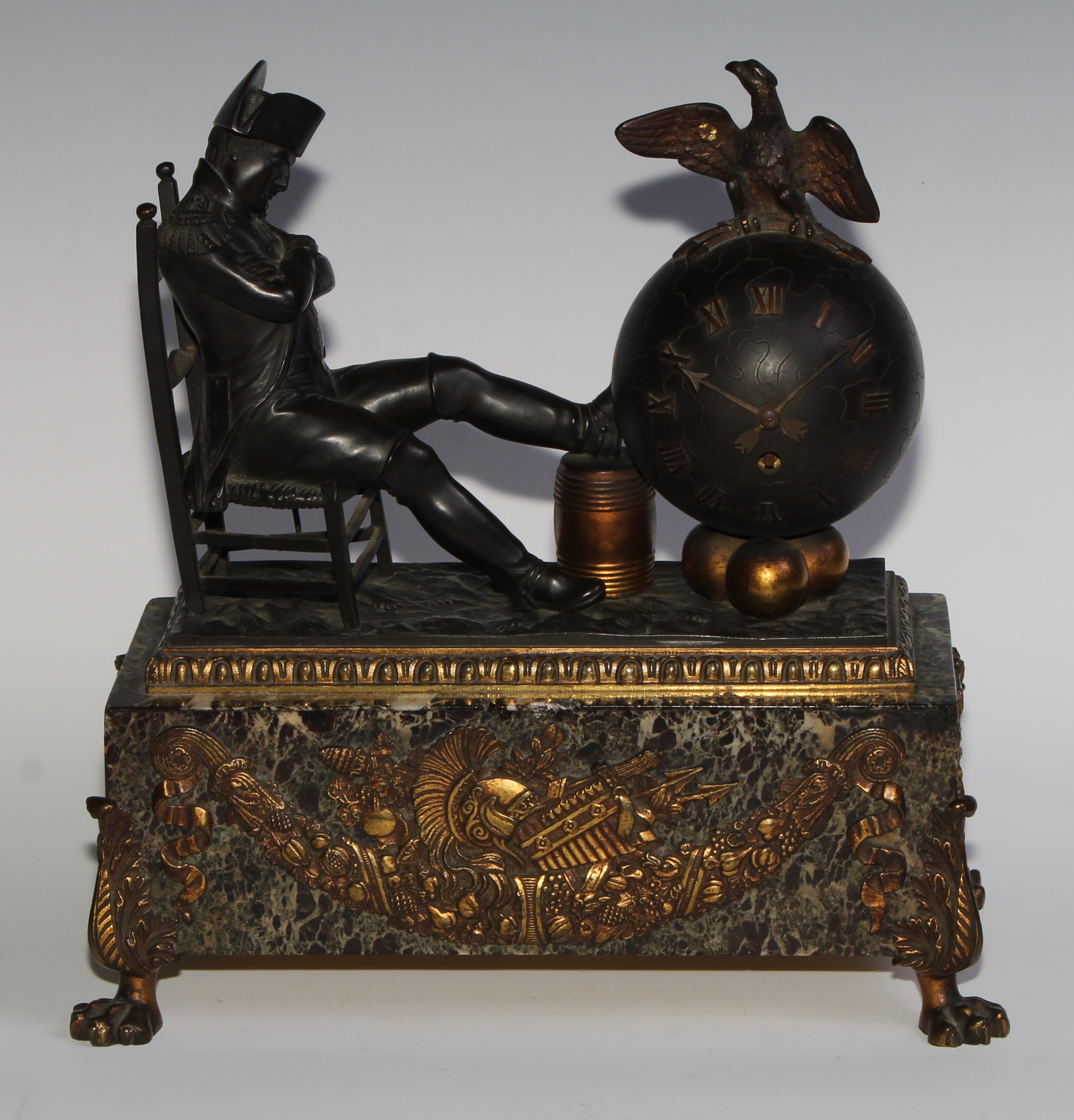 The Cult of Napoleon Bonaparte - a 19th century dark patinated and parcel-gilt bronze figural mantel - Image 2 of 6