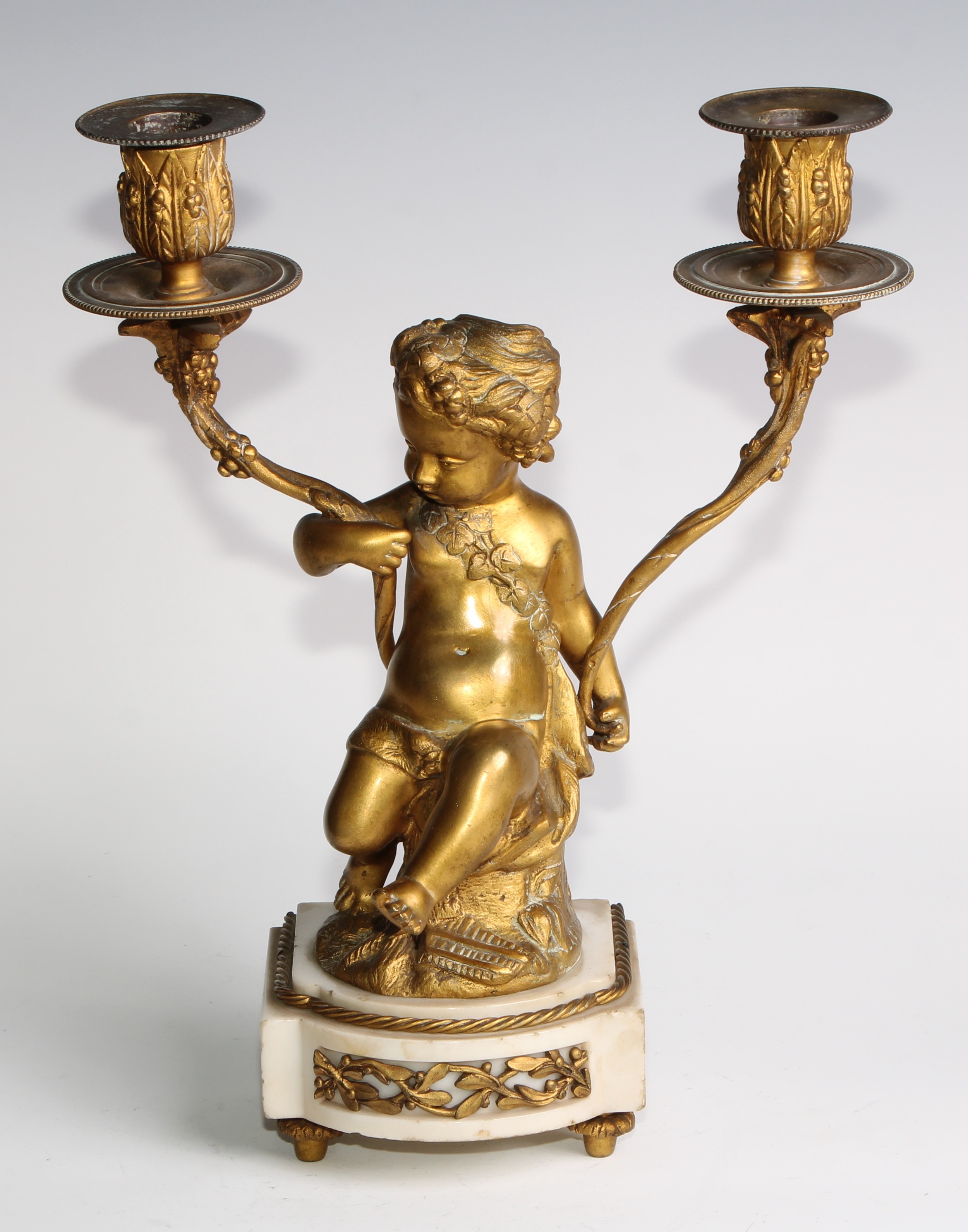 A pair of 19th century French bronze figural two-light candelabra, after Clodion (1738 - 1814), - Image 8 of 12