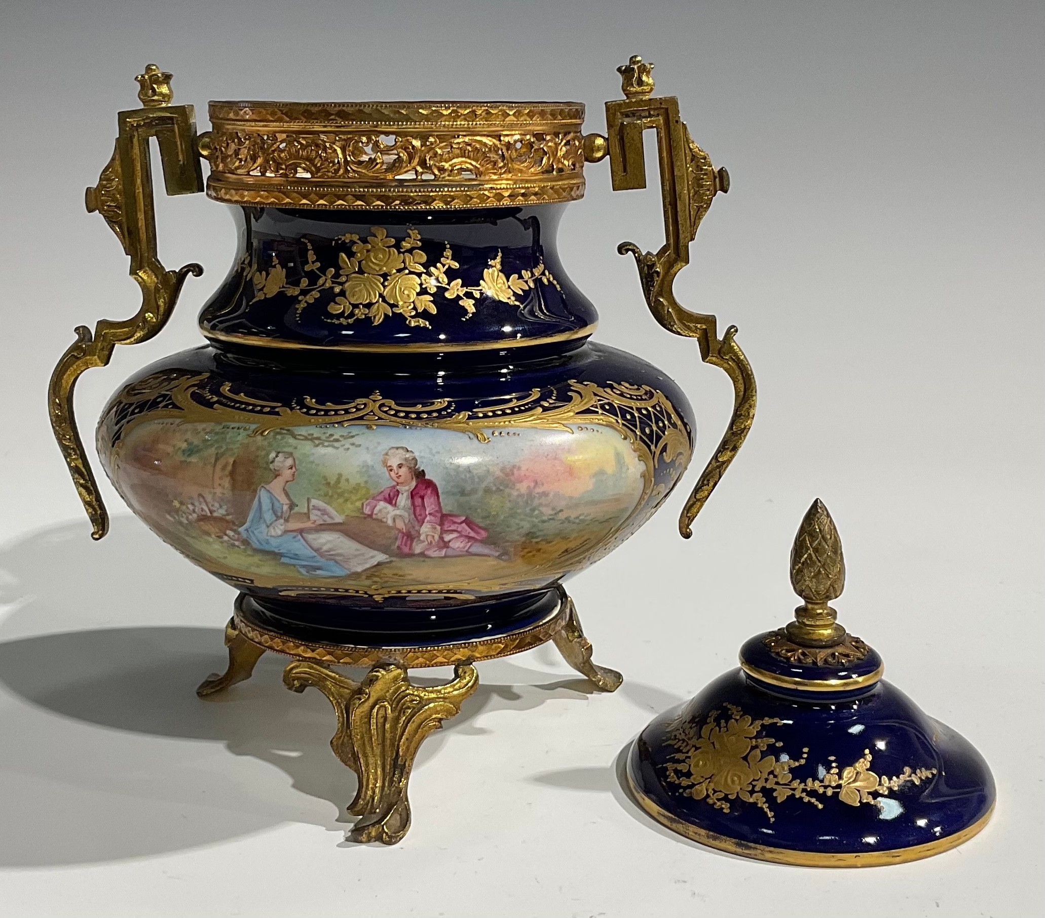 A French porcelain gilt-metal mounted ovoid potpourri vase and cover, in the Louis XVI taste, - Image 6 of 7