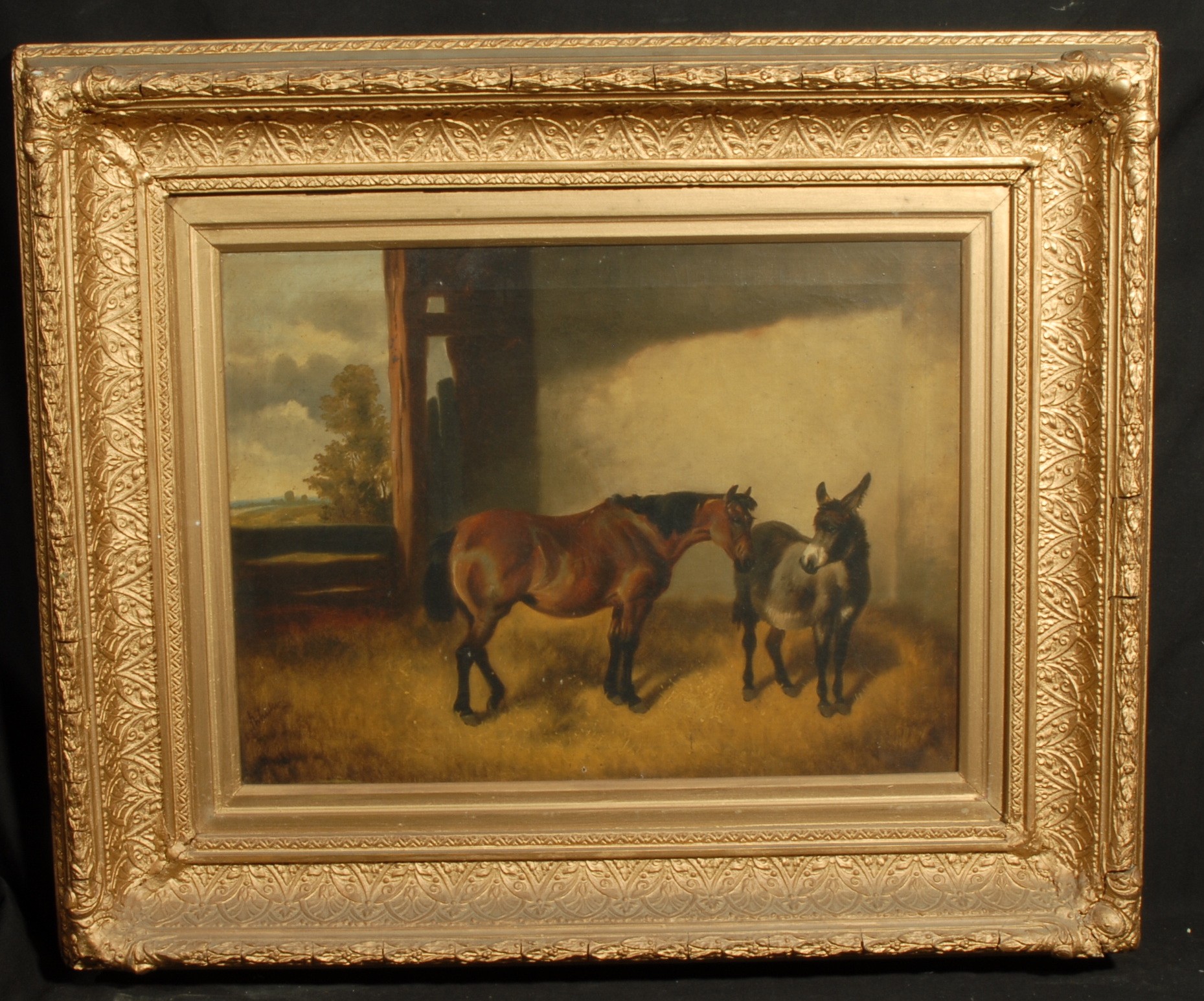 John Alfred Wheeler (1821 - 1903) Stable Mates, Horse and Donkey signed, oil on canvas, 36.5cm x - Image 2 of 4