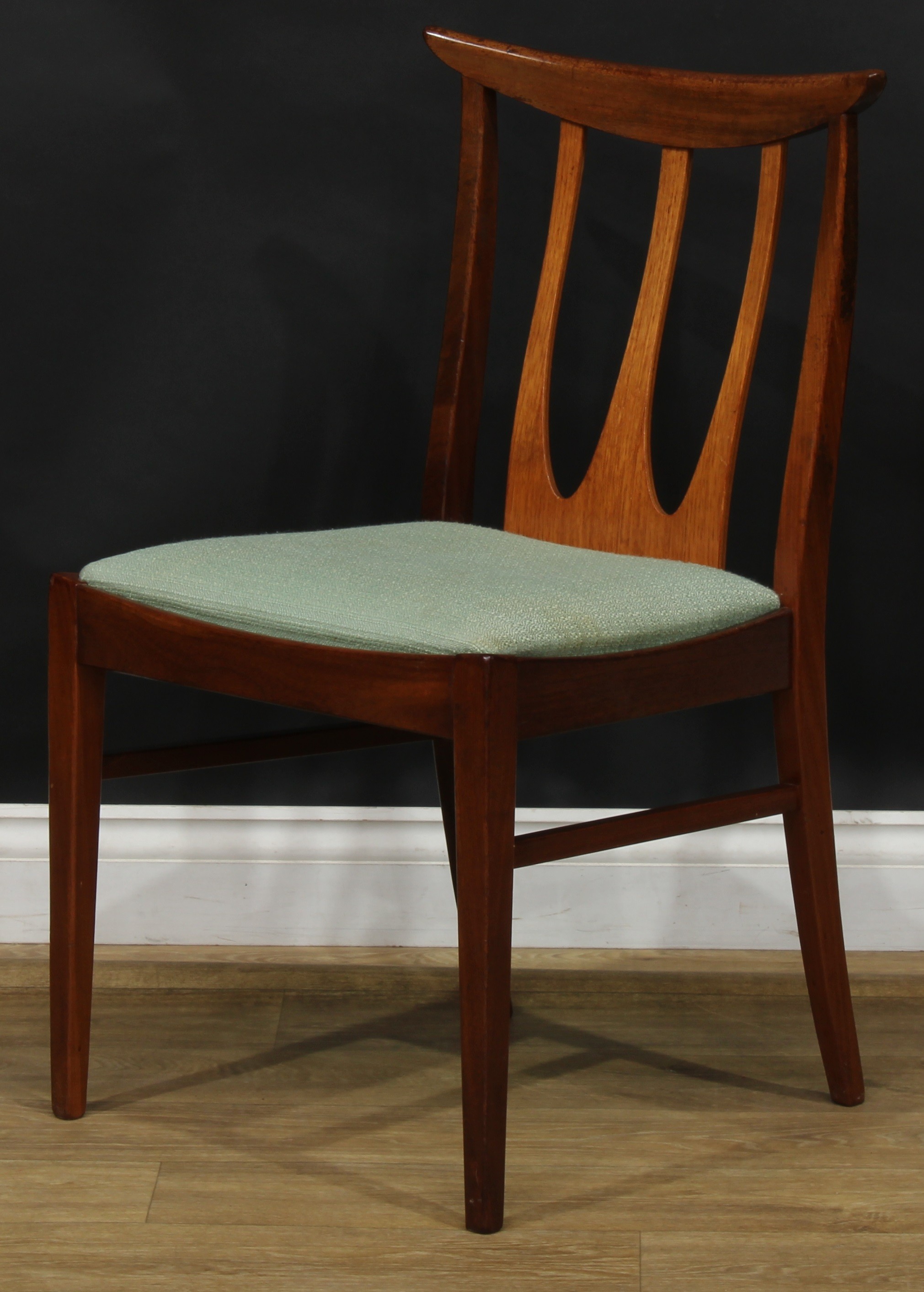 Mid-century Design - a set of six G Plan Brasilia afromosia and teak dining chairs, 82.5cm high, - Image 4 of 5