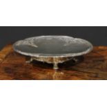 A George V silver pierced quatrefoil table centre, Sheffield 1921, 23.5cm diameter, 16oz