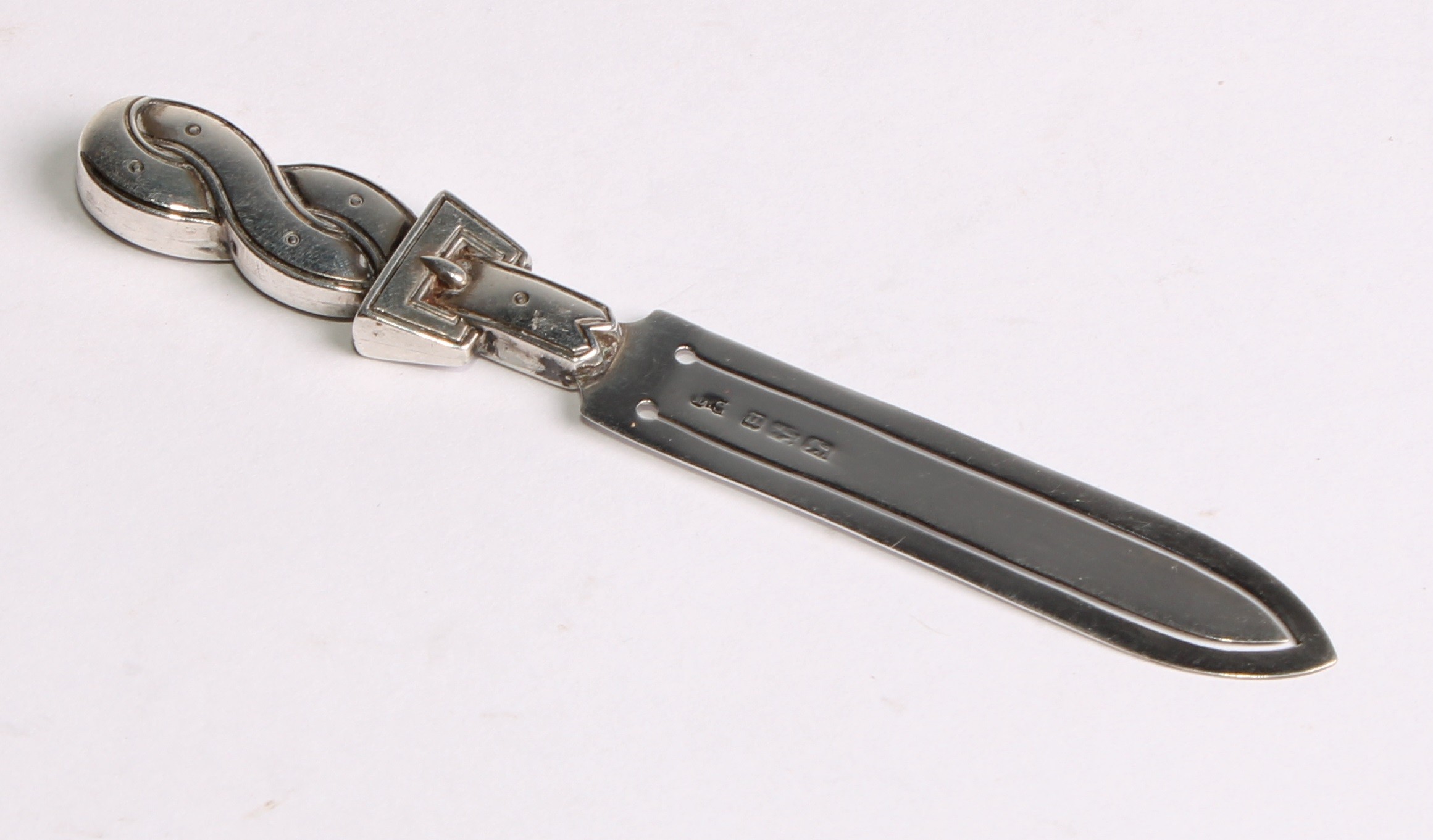 Signopaginophilia - a Victorian silver novelty bookmark, as a cutlass, 8.5cm long, Charles Horner, - Image 6 of 6