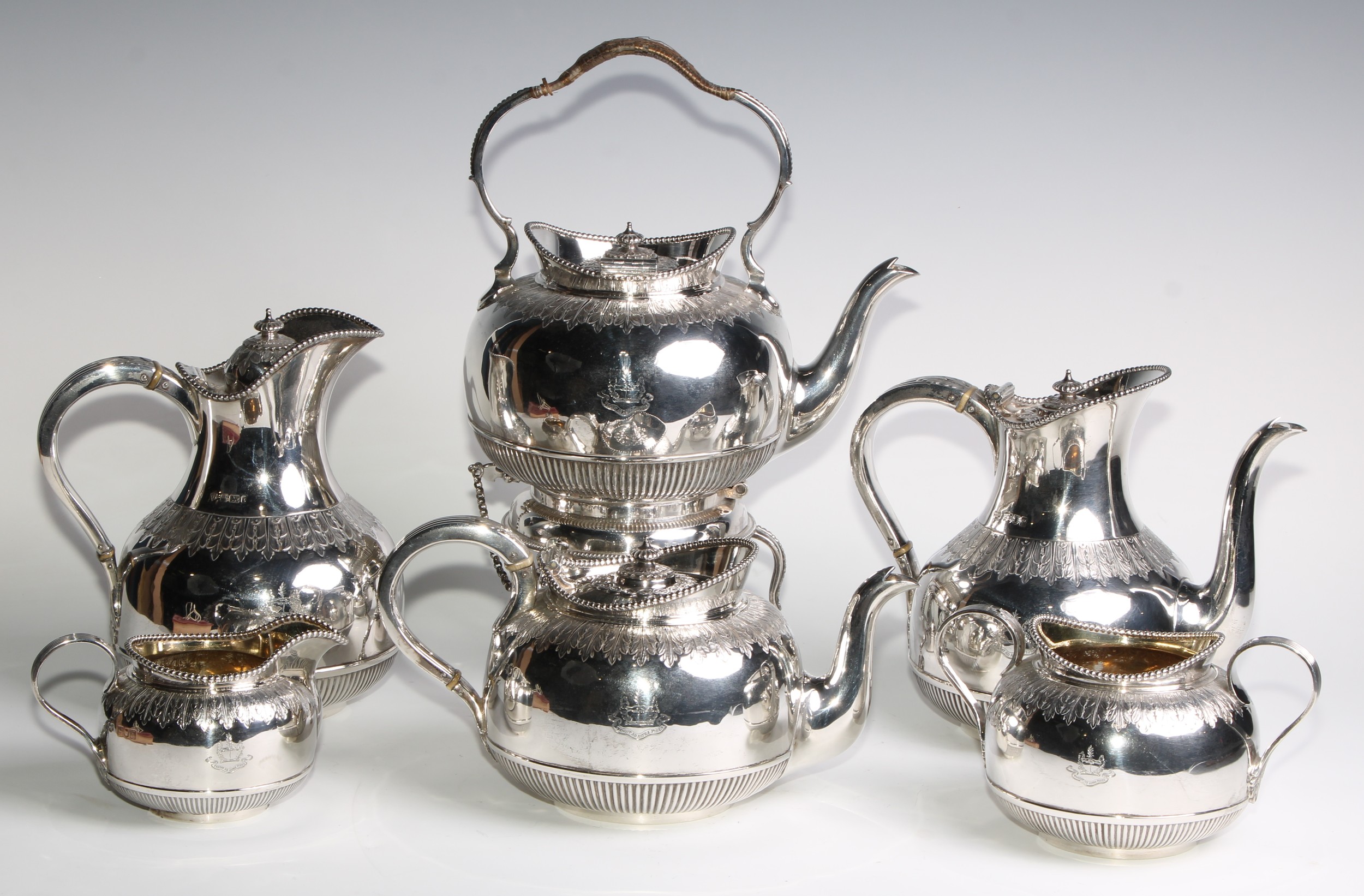 A late Victorian/Edwardian silver six piece Cape pattern tea and coffee service, comprising - Image 2 of 29