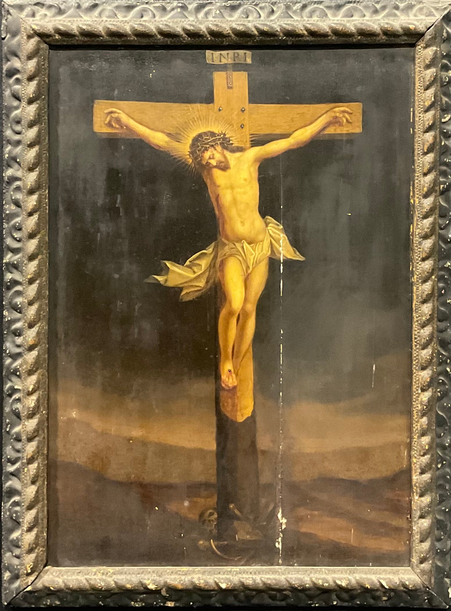 Continental School (19th century) The Crucifixion oil on panel, 47cm x 33cm - Image 2 of 3