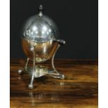 A Victorian E.P.N.S ovoid egg boiler, in the manner of Christopher Dresser, domed cover enclosing
