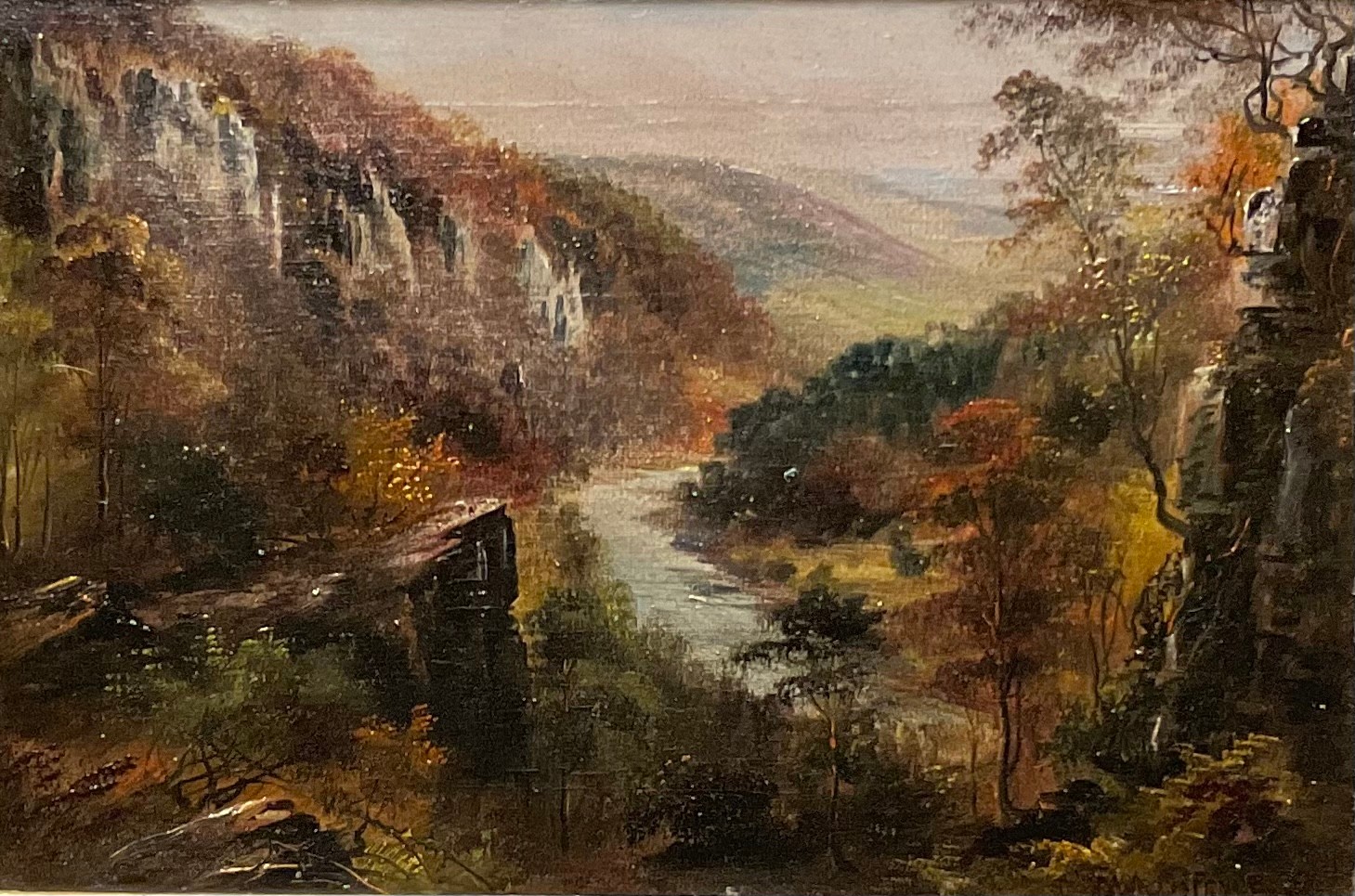 George Willis-Pryce A pair, Derwent Valley, Matlock Bath and Haddon Hall, Derbyshire signed, oils on - Image 3 of 6