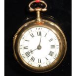 An early 18th century 18ct gold repeating pair case pocket watch, by James Snelling, London, 3.5cm