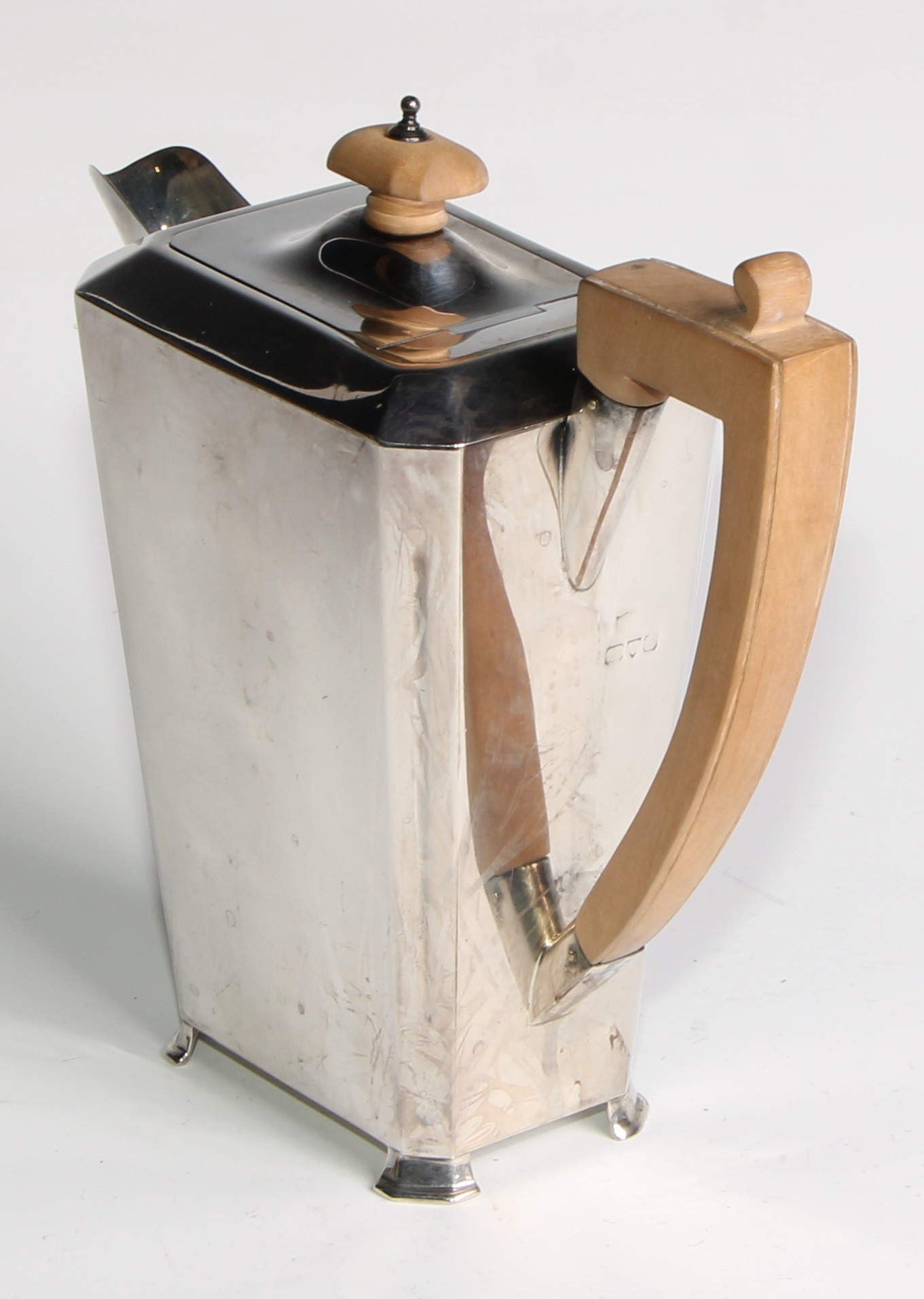 A George V Art silver Art Deco four piece tea service, angular handles, pad feet, Cooper - Image 11 of 19