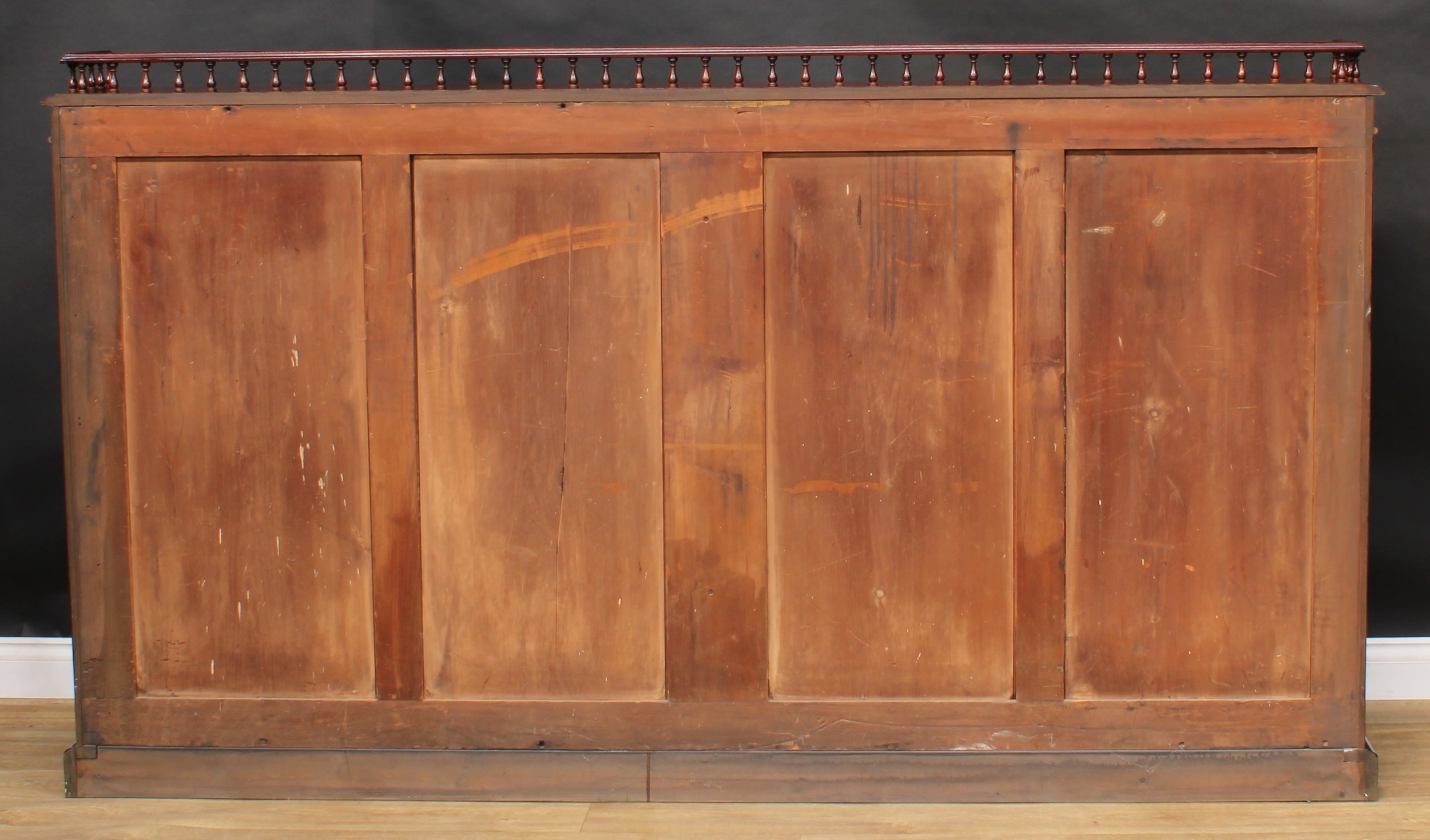 A Victorian mahogany low library bookcase, three quarter balustrade gallery above six adjustable - Image 5 of 5