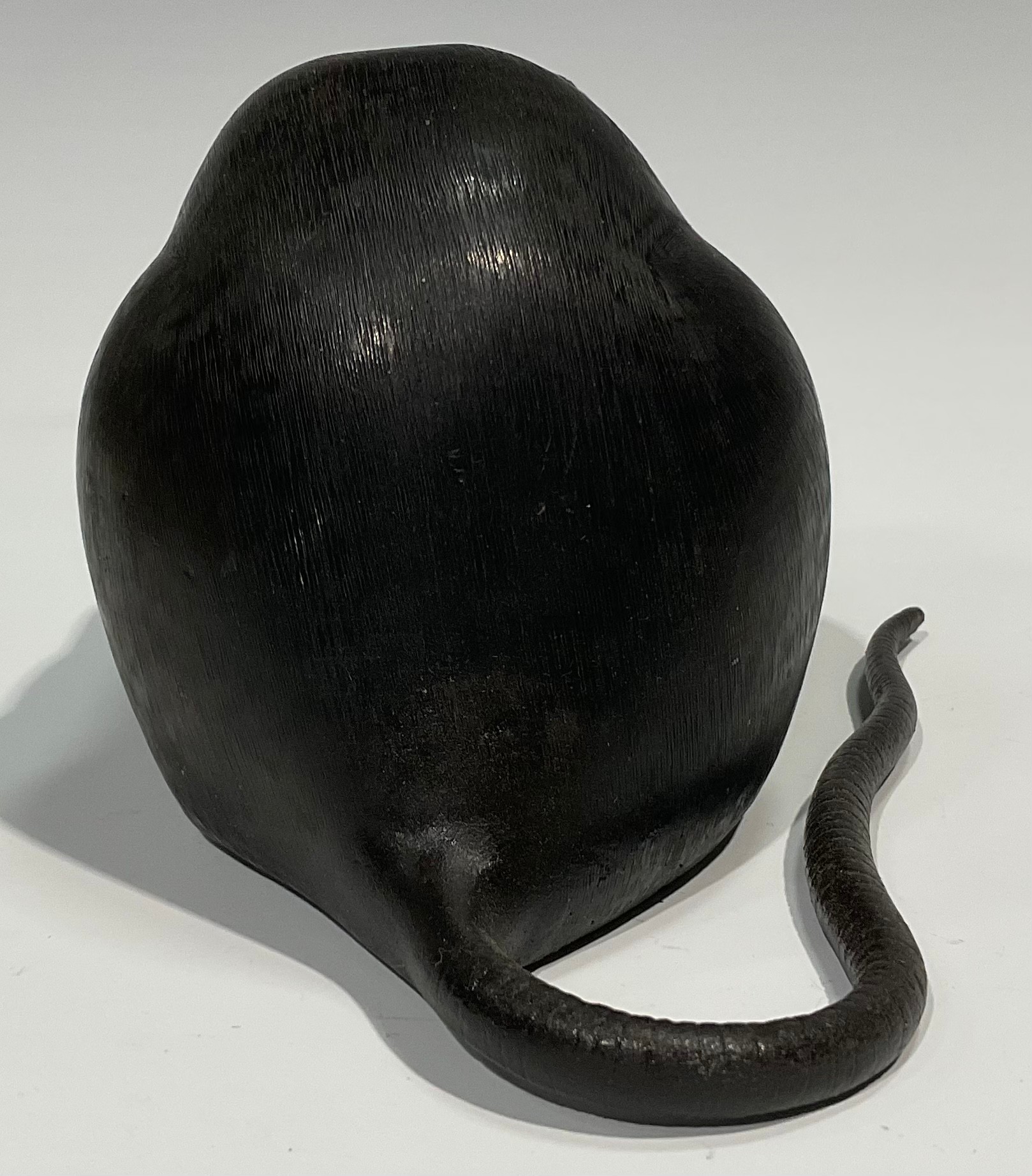 Japanese School (Meiji period), a dark and brown patinated bronze, of a rat holding a chestnut, 19cm - Image 4 of 6