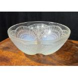 A Rene Lalique Coquilles pattern opalescent glass bowl, etched R. Lalique France, 21cm diam, c.1935