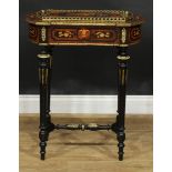 A 19th century gilt metal mounted amboyna, ebonised and marquetry jardiniere table, removable