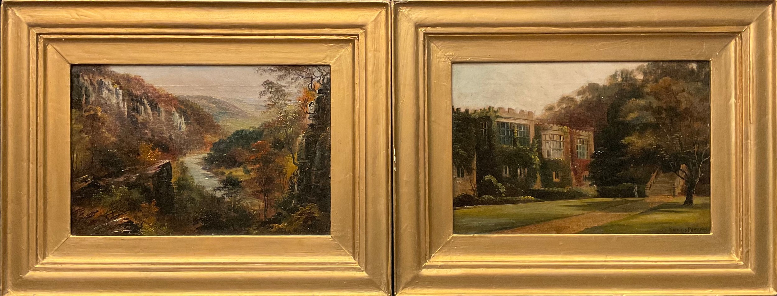 George Willis-Pryce A pair, Derwent Valley, Matlock Bath and Haddon Hall, Derbyshire signed, oils on