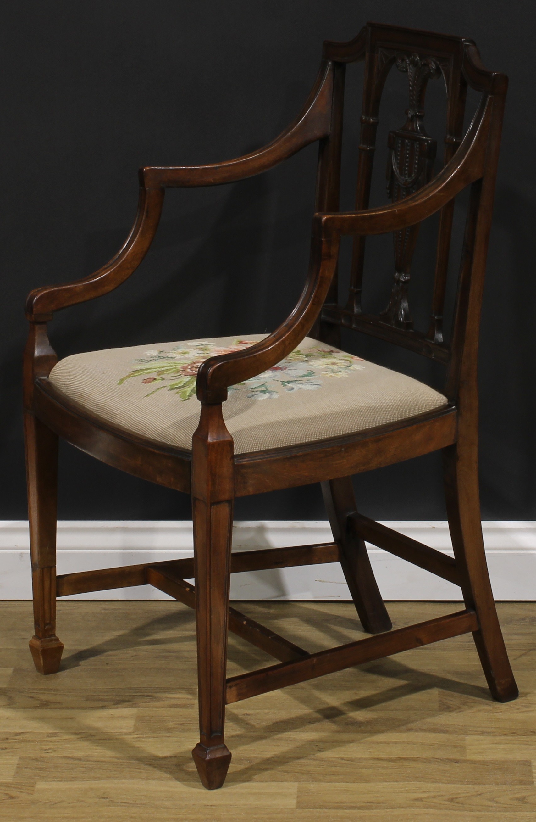 A George III mahogany Hepplewhite design elbow chair, 92.5cm high, 61cm wide, the seat 52.5cm wide - Image 8 of 9