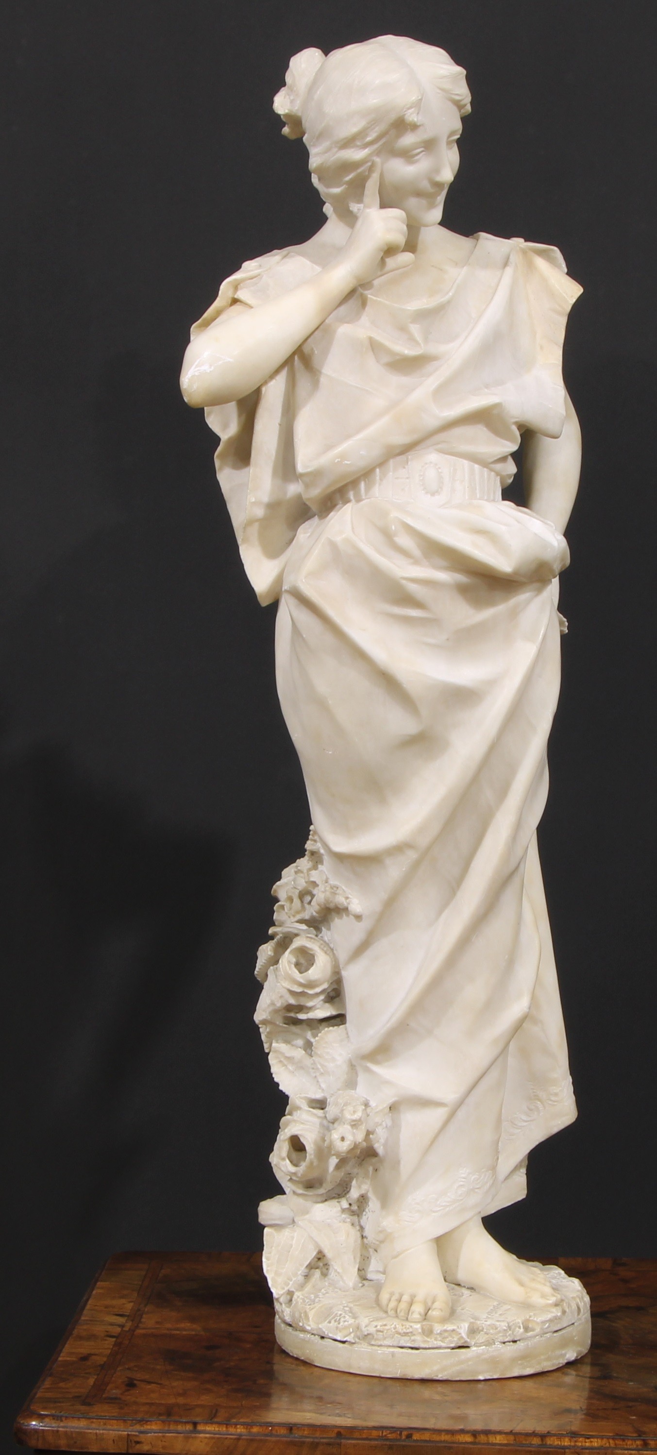 Italian School (19th century), a marble, Pleasant Thoughts, 82cm high