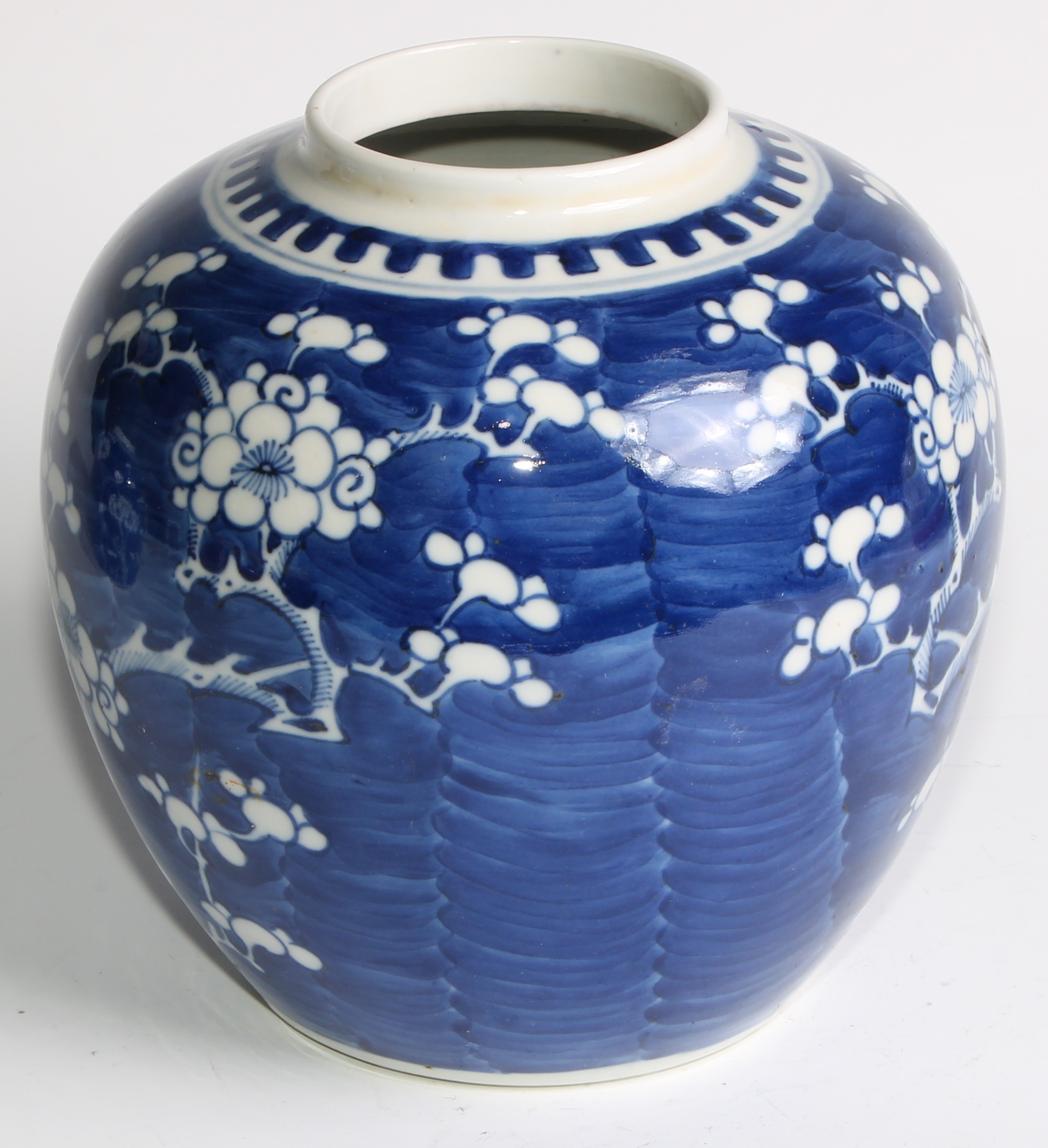 A Chinese ovoid ginger jar, painted in tones of underglaze blue with blossoming prunus, 17.5cm high, - Image 6 of 17