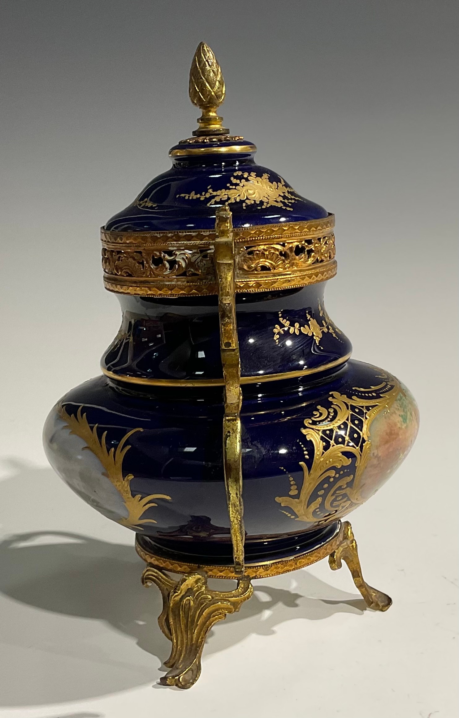 A French porcelain gilt-metal mounted ovoid potpourri vase and cover, in the Louis XVI taste, - Image 4 of 7