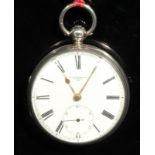 A silver open face pocket watch, by William Wright, London, 4.5cm white dial inscribed with Roman