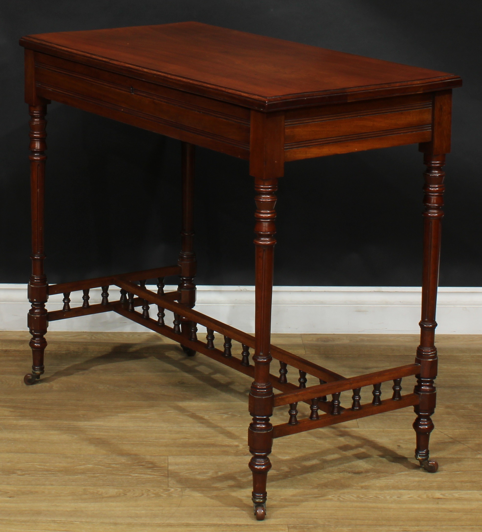 A late 19th century mahogany chamber writing table or desk, hinged rectangular top and fall front - Image 5 of 7
