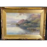 Emile A. Stock Tranquil Reflections on the Loch, signed, dated 1907, 34cm x 52cm.