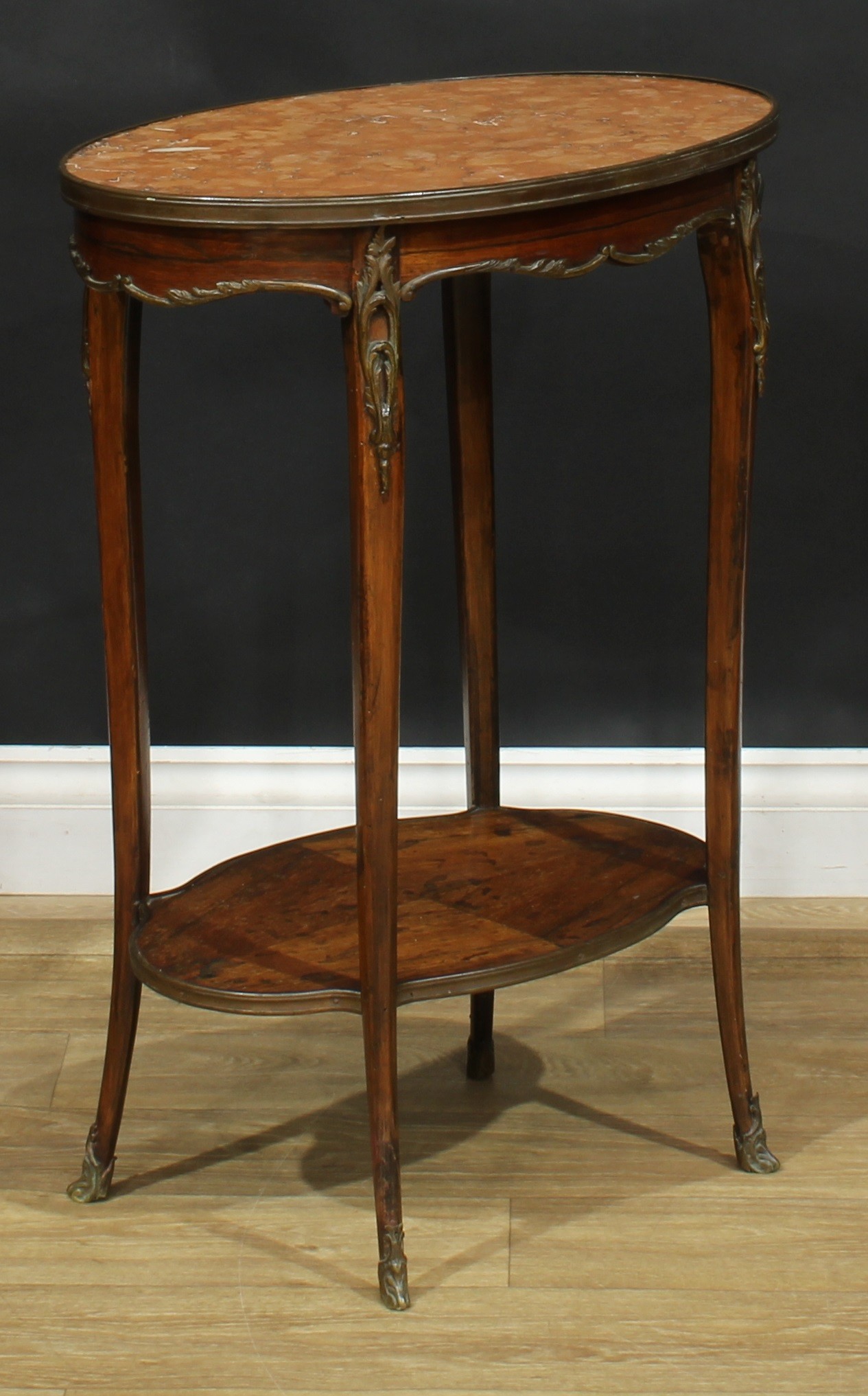 A 19th century French gilt metal mounted rosewood occasional table, in the Louis Revival XV taste, - Image 3 of 5