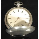 A silver hunter pocket watch, by U. Plimer, Wellington, 4.3cm dial inscribed with Roman numerals,